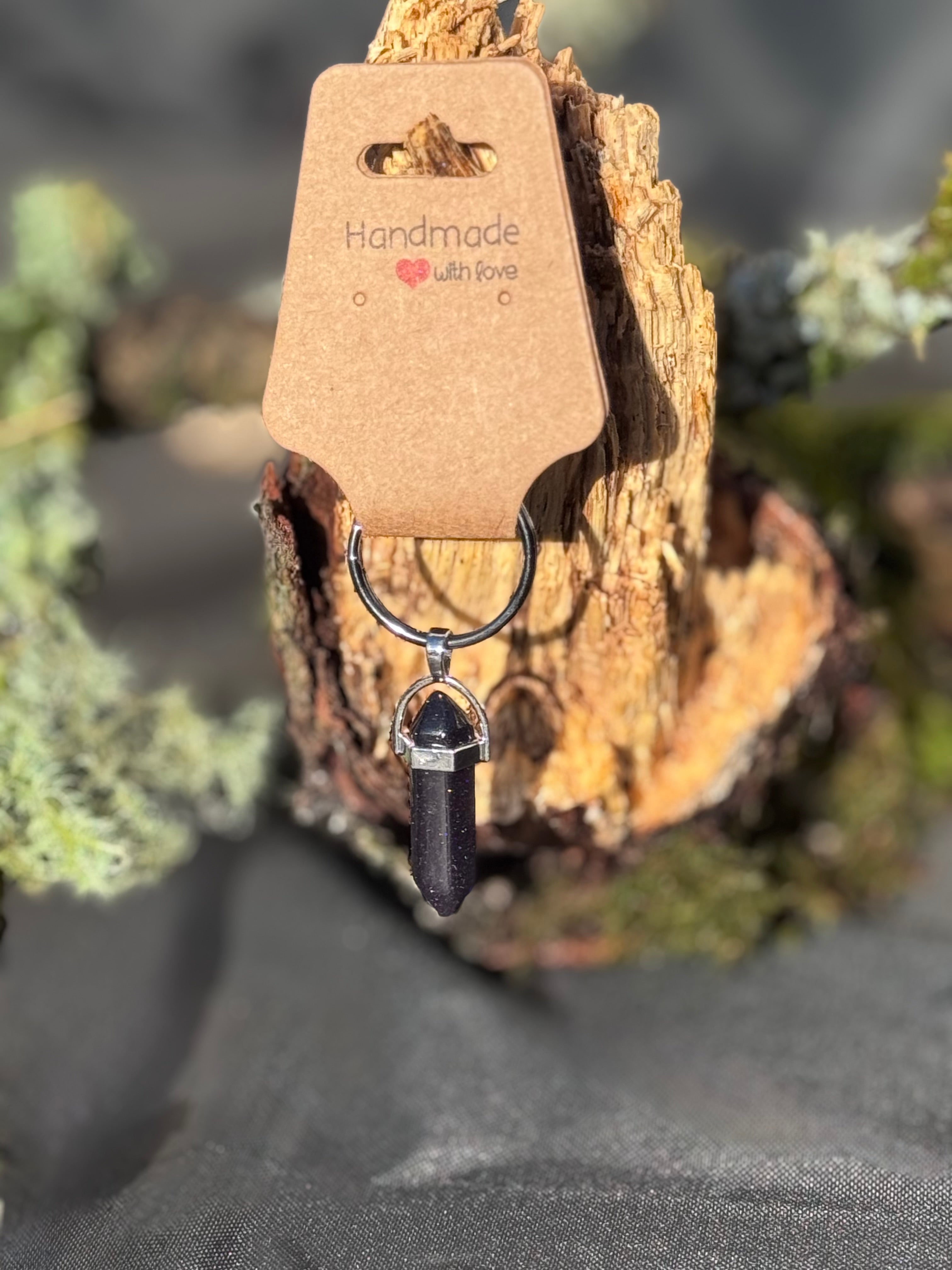 Blue goldstone keyring or bag charm