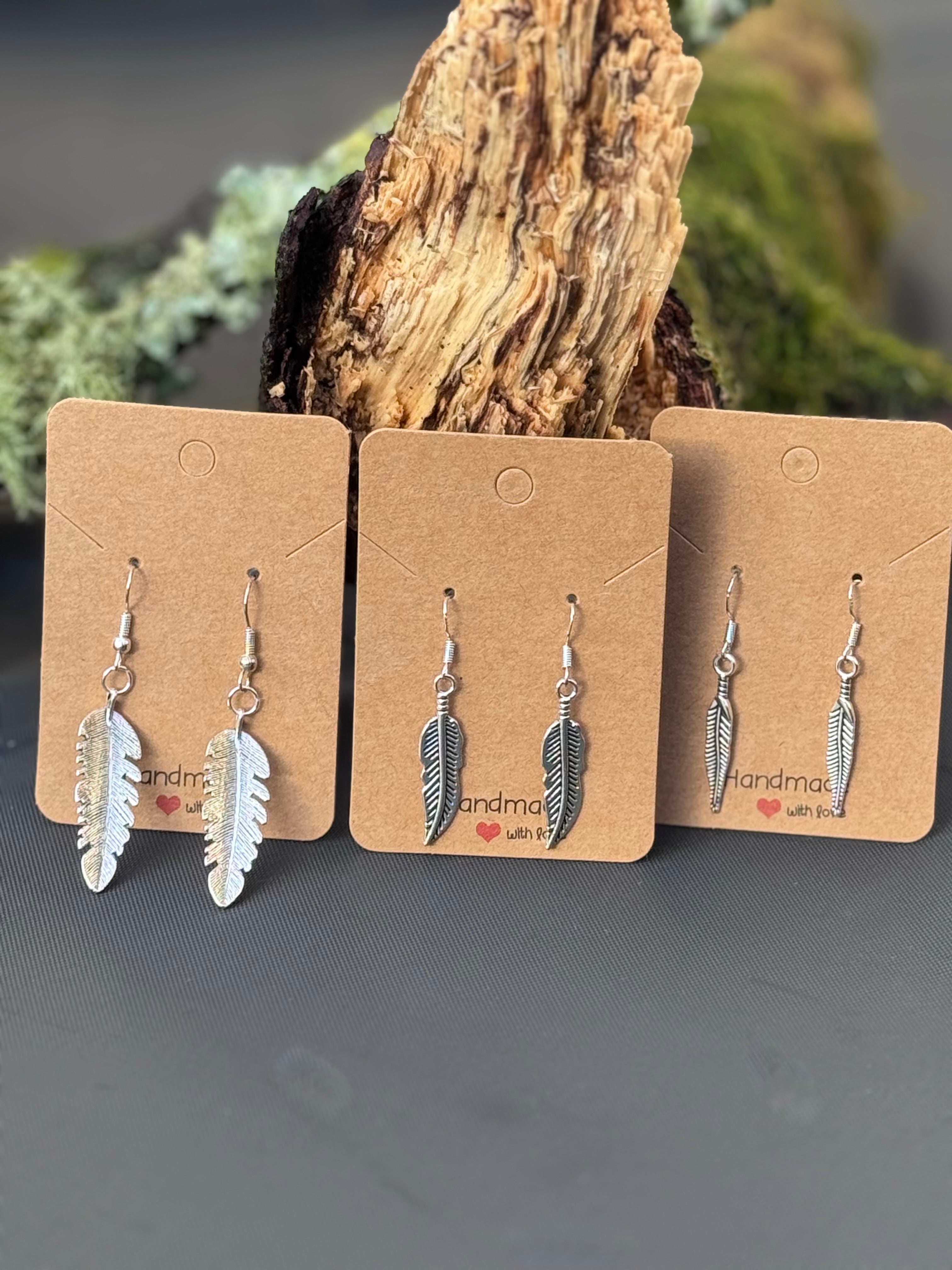 Large silver leaf earrings
