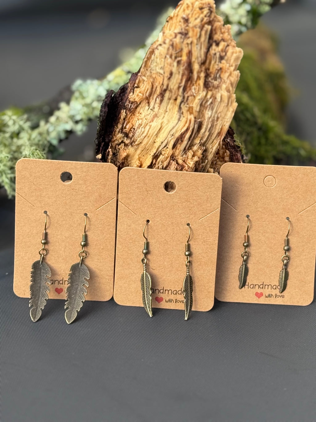 Large leaf earrings in bronze