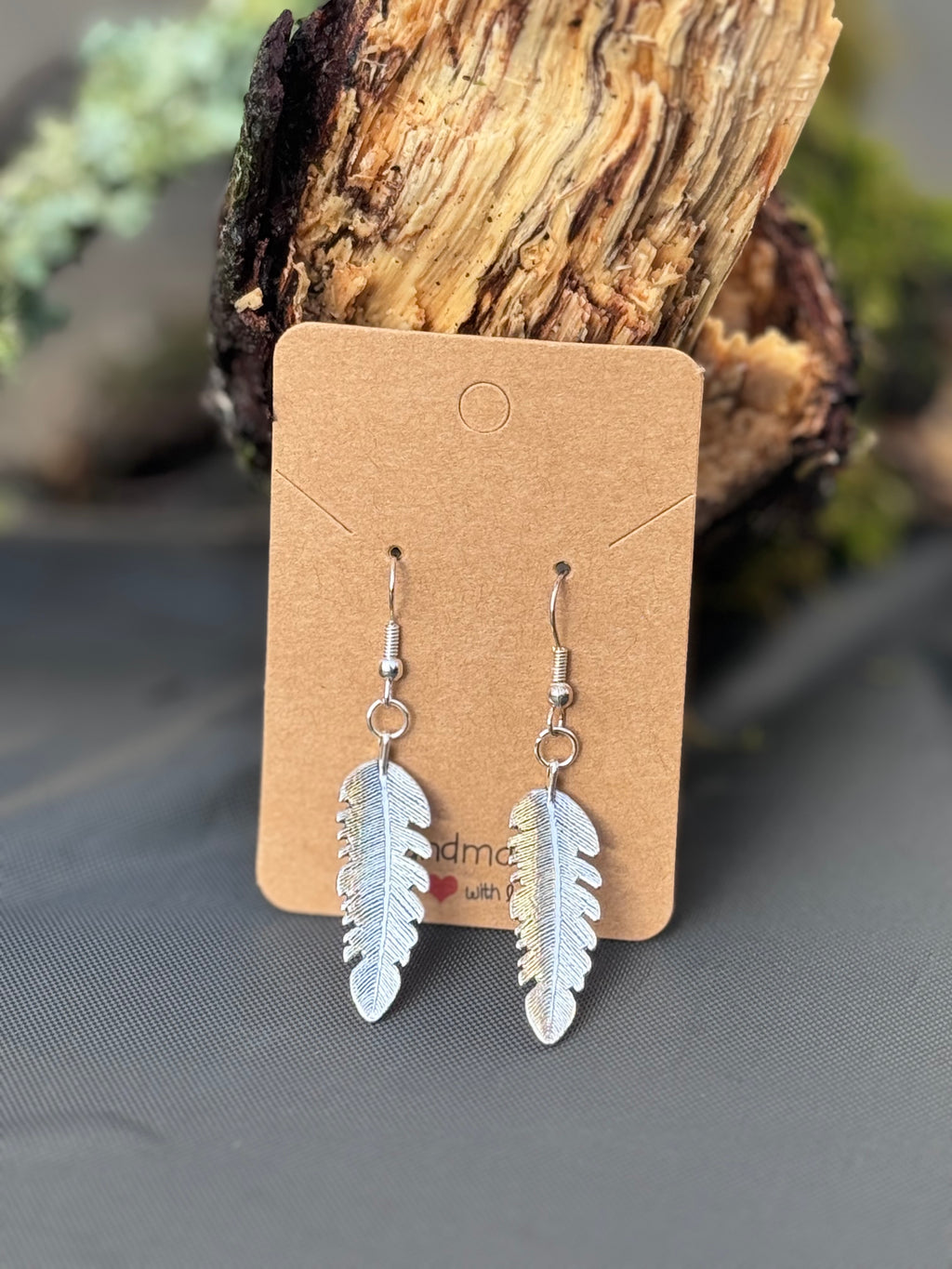 Large silver leaf earrings