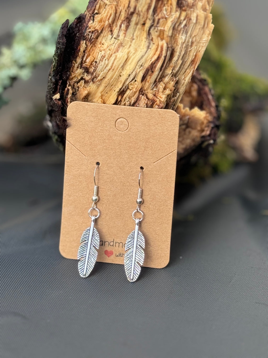 Medium feather/leaf earrings in silver