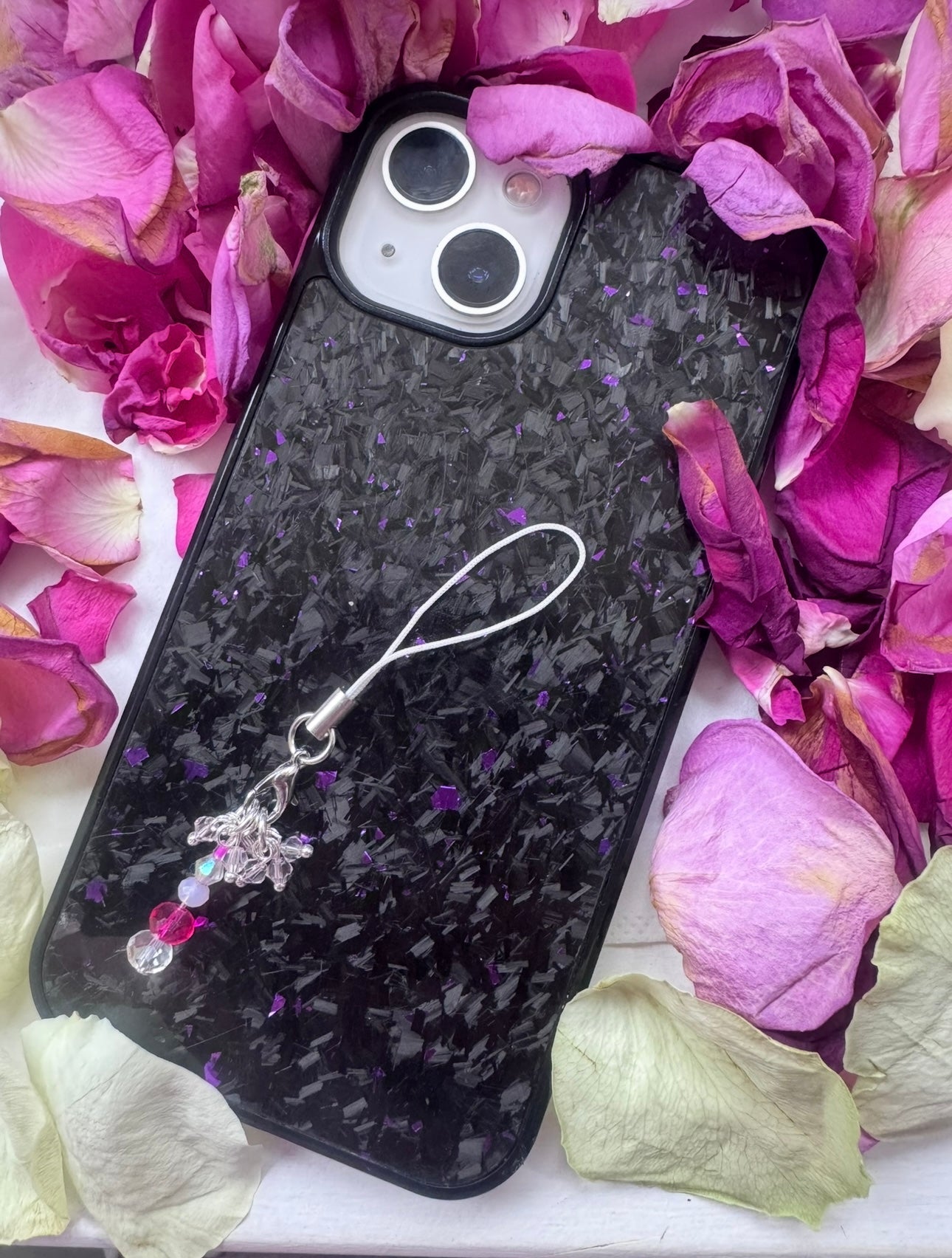 Pink beaded, mobile phone charm