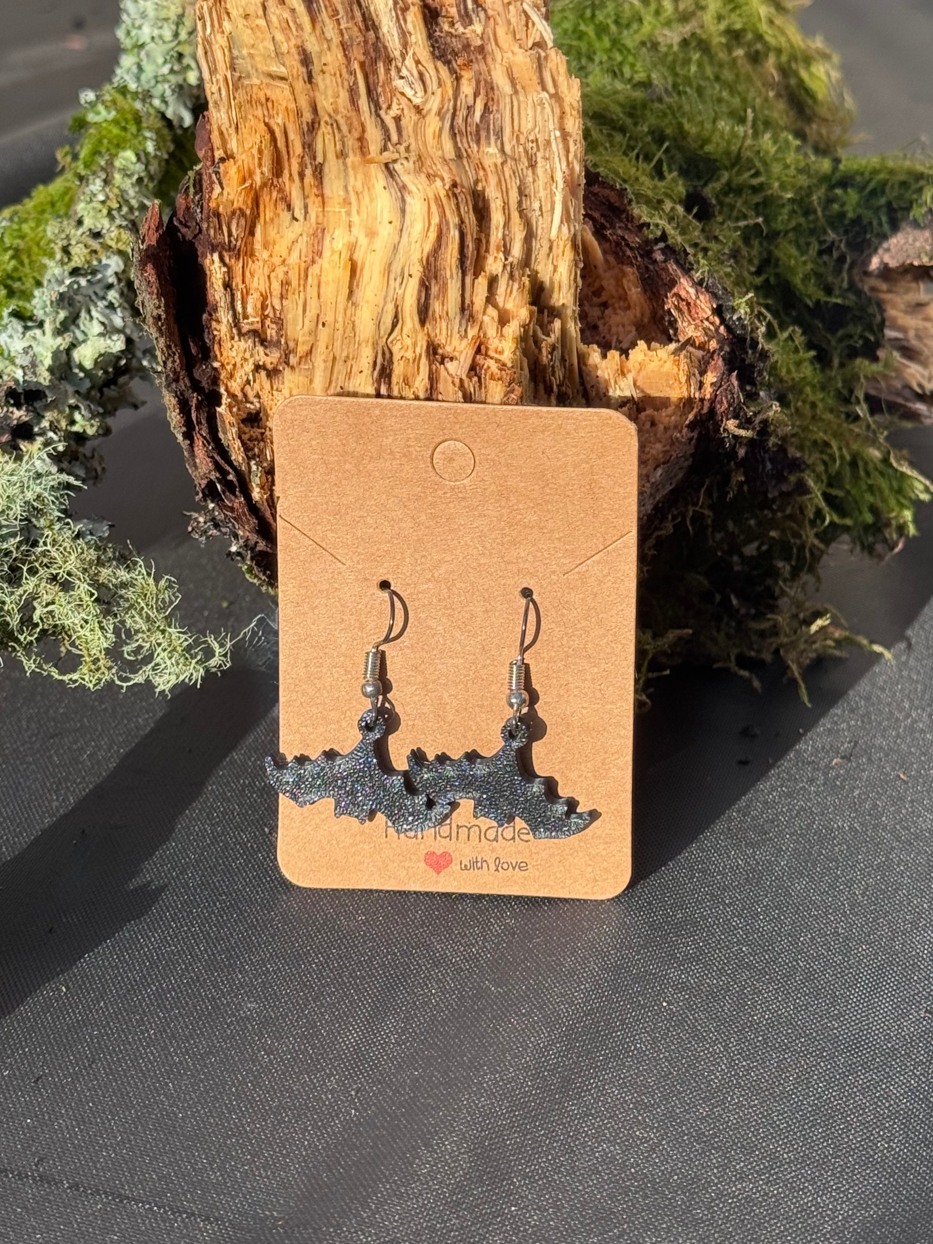 Black bat earrings
