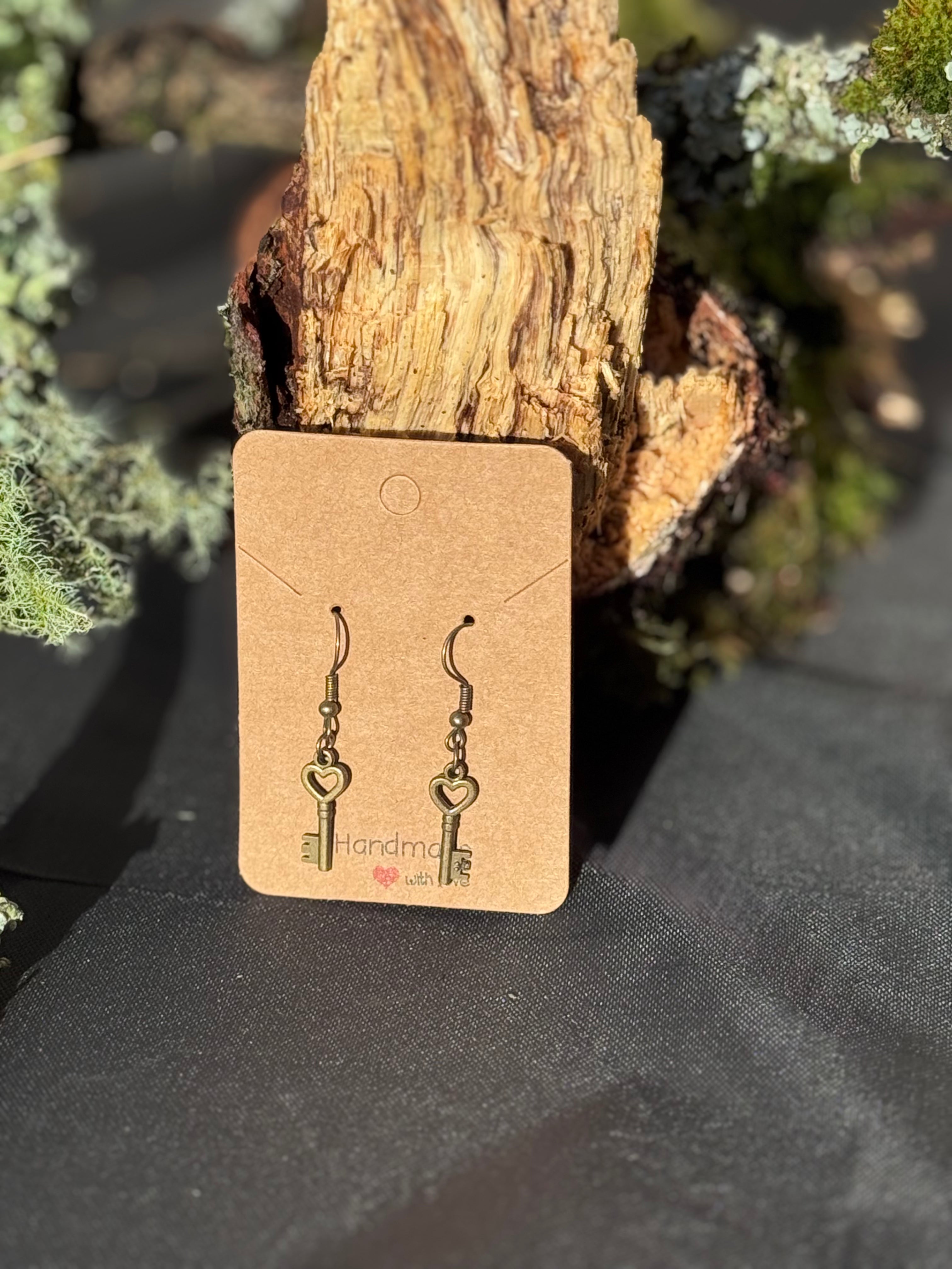 Key heart earrings